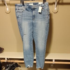 Lane Bryant Light Wash Distressed Cropped Jeans